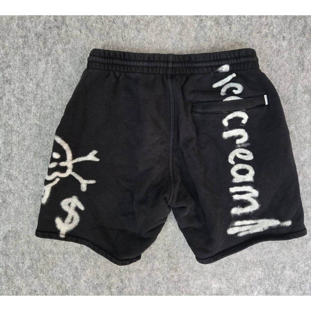 Men's Ice Cream BBC Fleece Sweat Shorts Skull Crossbones Pharrell Black Sz S